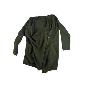 89th & Madison Cardigan Size L Green Open Front Long Sleeve 100% Acrylic